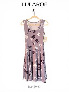 NWT LuLaRoe Nicki Lavender Floral Sleeveless Fit & Flare Dress with Pockets